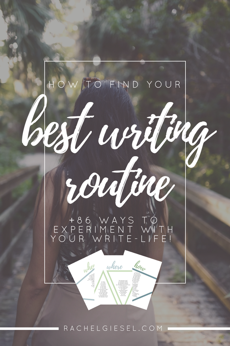 Your writing routine is composed of four ingredients: your when , your where, your how, and your how much . You may already have an idea of how these ingredients are functioning (or not functioning) in your writing life, but we don't want to just pick some aimlessly and assume its perfect for us, because there isn't a one-size-fits-all approach to your writing life. You've got to figure out the best routine for you, which is different from me and every other writer. I've got 86 ways you can experiment with your writing life to discover your own best writing routine.