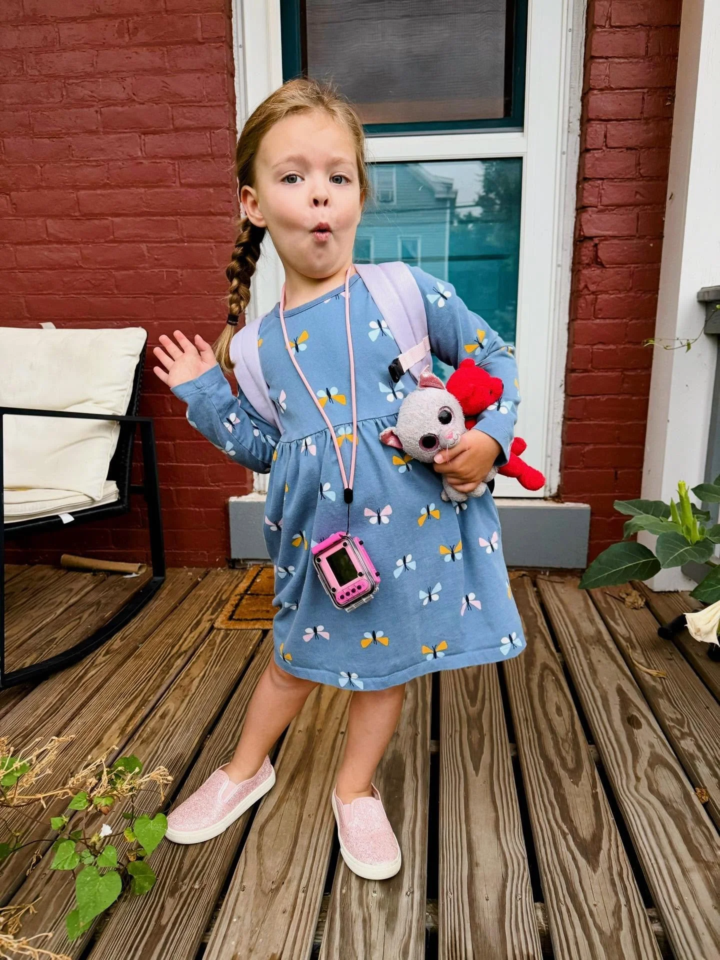 First day of preschool! She loves a good silly pose 💕