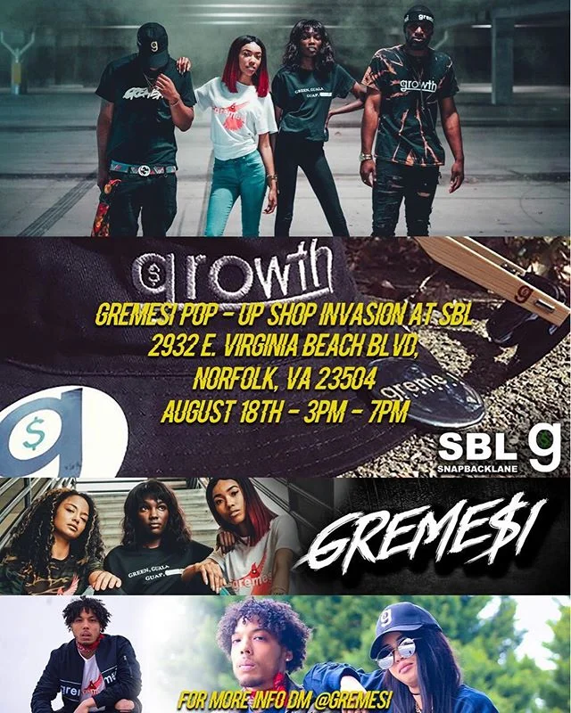 STILL LIVE 🗣🚨! COME THROUGH.. Cop Some Gremesi, Cop Some Headwear Or Just To Network‼️
Greme$i Pop-Up Shop @ @sbl_snapback_lane | August 18th 3-7pm 
Snapback Lane Headwear &amp; Socks
2932 E. Virginia Beach Blvd
Norfolk, VA 23504
Flyer by: @iamjust