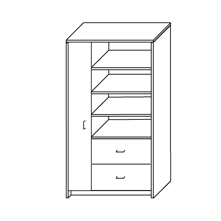 Wardrobe with Drawers and Full-length door