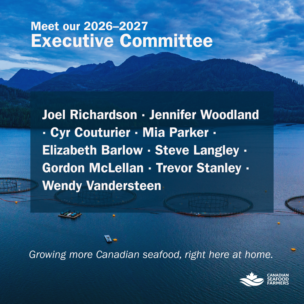 Canadian Seafood Farmers Announces 2026-2027 Executive Committee 