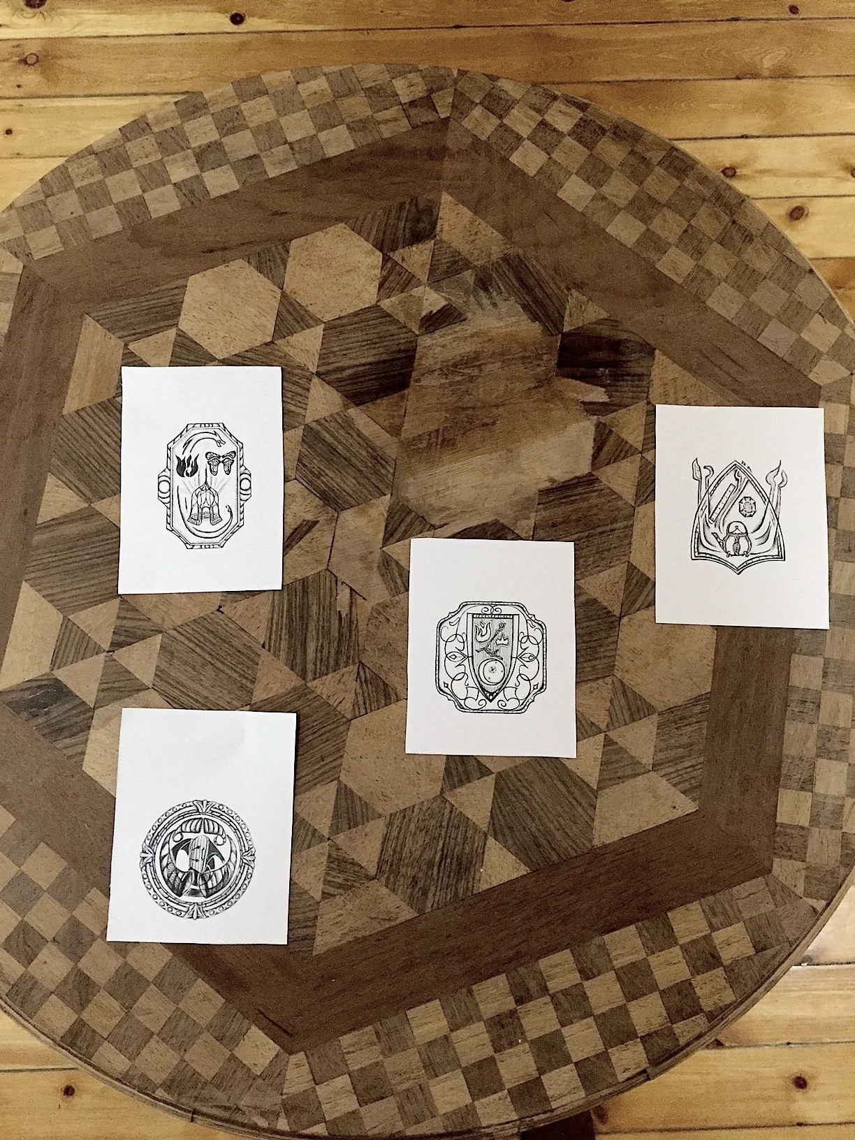  Playing cards for interactive performance, "Rules of the Confessional". &nbsp;  On the back of each card was an intimate conversation topic. &nbsp;Viewers at the exhibit opening chose a playing card, either randomly,&nbsp;for its drawn image, or by 