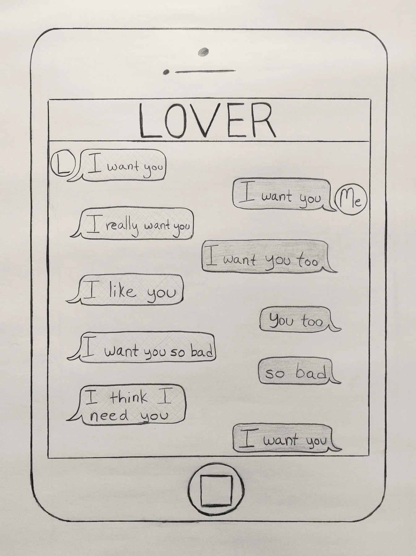 Subsext: Lover, pencil on paper, 3x4 ft, 2014.