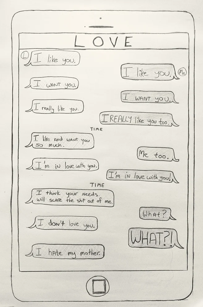 Subsext: Love, pencil on paper, 3x4 ft, 2014.