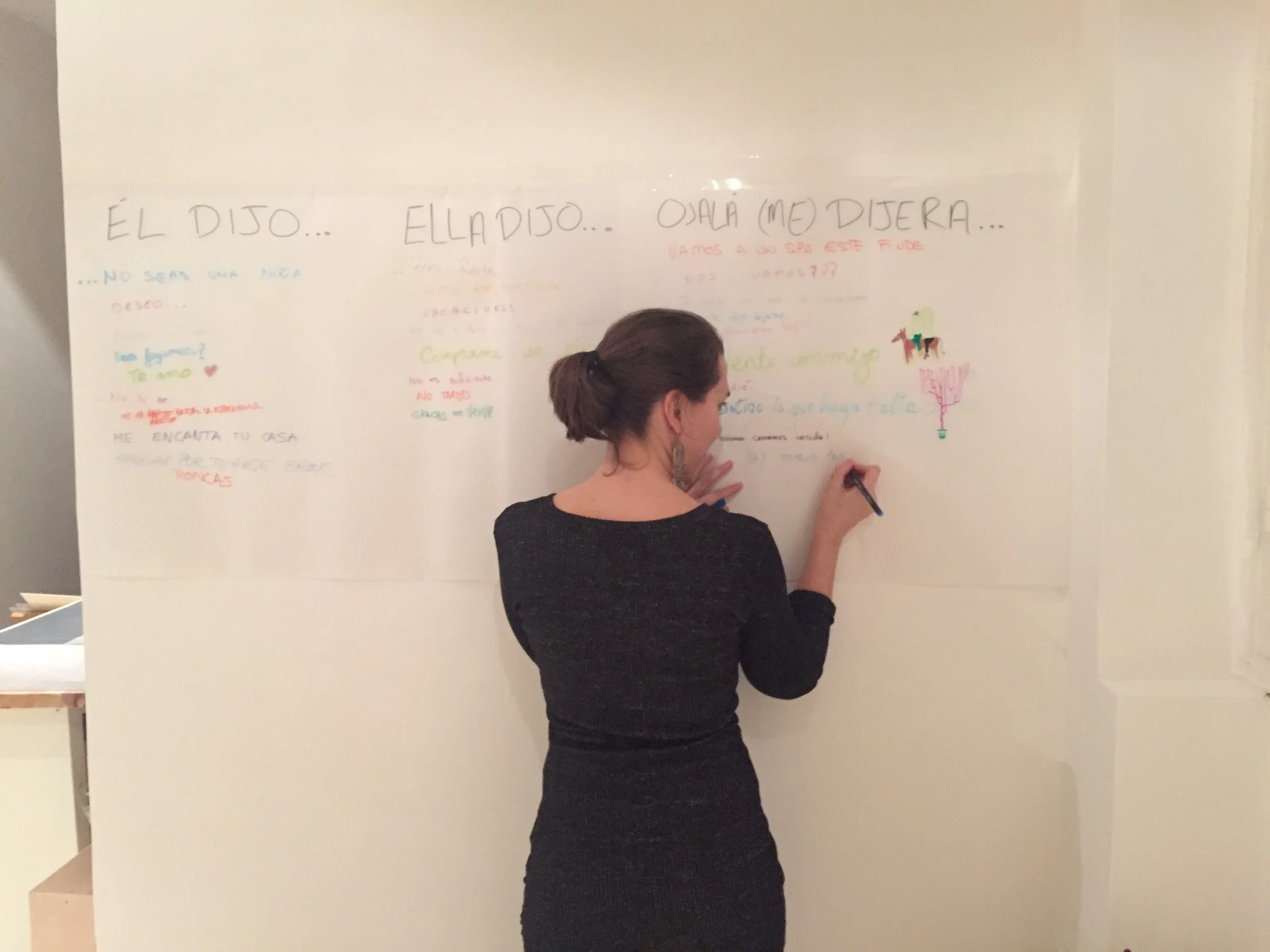  At La Atomica Gallery in Valladolid, Spain, 2016. &nbsp;The piece was in the entry of the gallery for visitors to add their experiences during the exhibition of "A Repertoire of Hypothetical Agreements". 