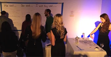 In New York City, 2014, at a live art fundraiser for ArtWorks, the Naomi Cohan Foundation. This was the first installment of the piece, which I conceived of for the event. Here I am creating a live drawing to be auctioned alongside fundr