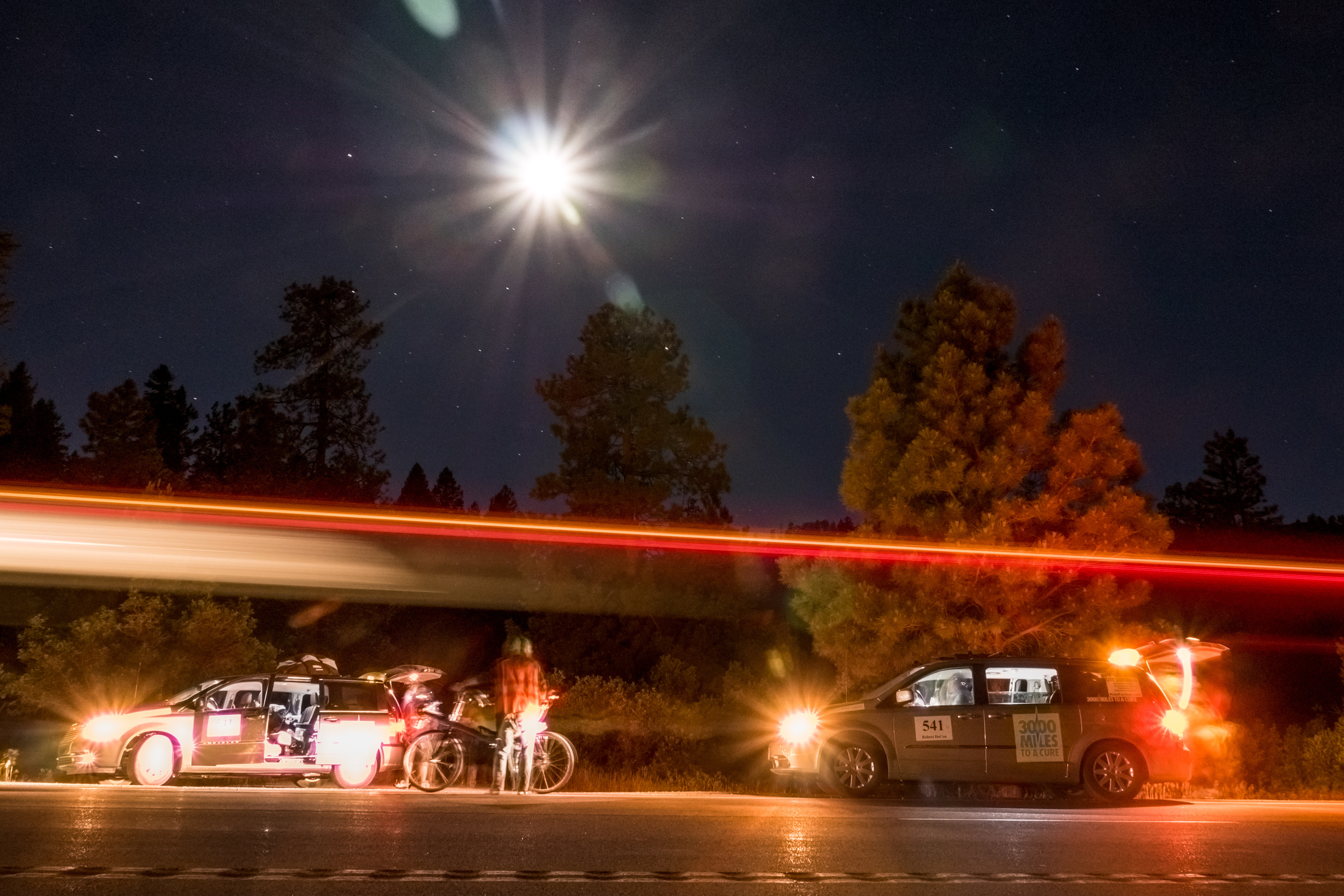 "Night's are hard and that's when the exhaustion really sets in," said Rob. The Race Across America involves pedaling through the day and the night. There's a bit of chaos in the nighttime. The follow vehicles blast music to wake Rob up, feed him loads of caffeine, and push him past his limits to keep him going.