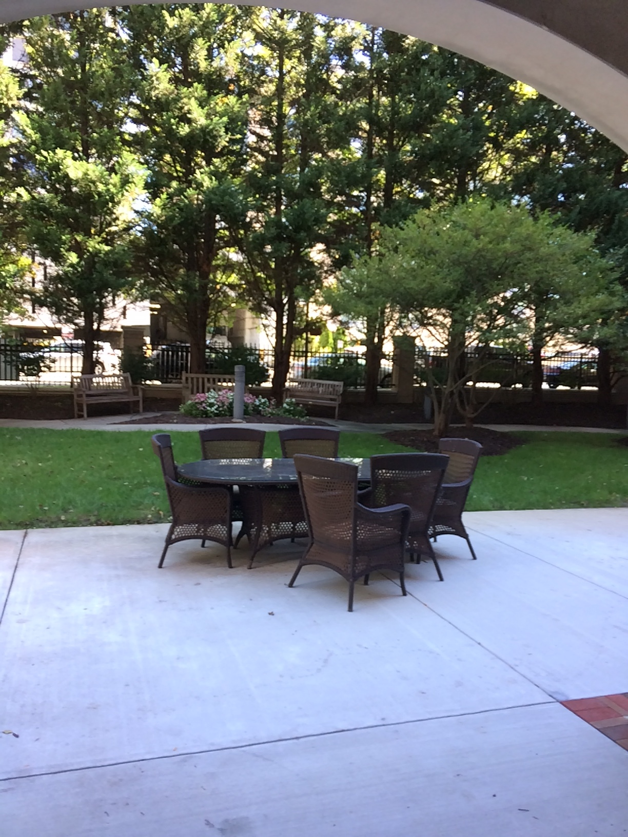 Outdoor seating area at Brighton Gardens