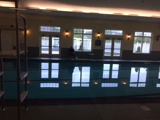 Indoor pool at Central Park at Victoria Falls. You an see the outdoor pool beyond it.