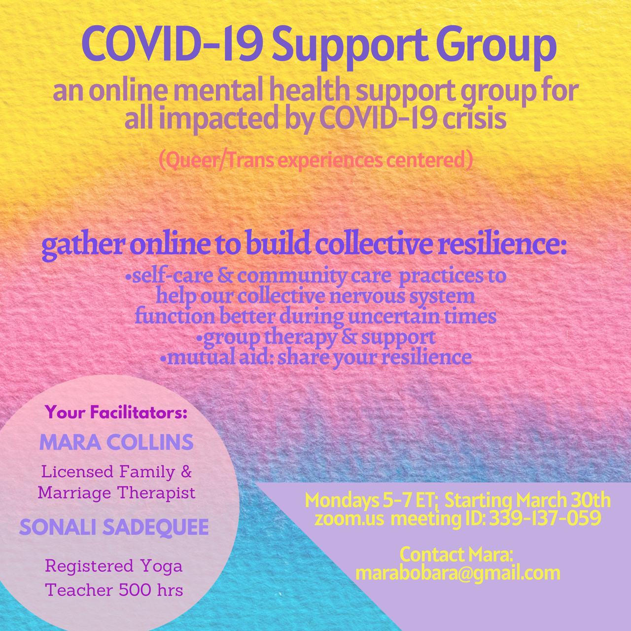 COVID-19 Support Group with Mara & Sonali