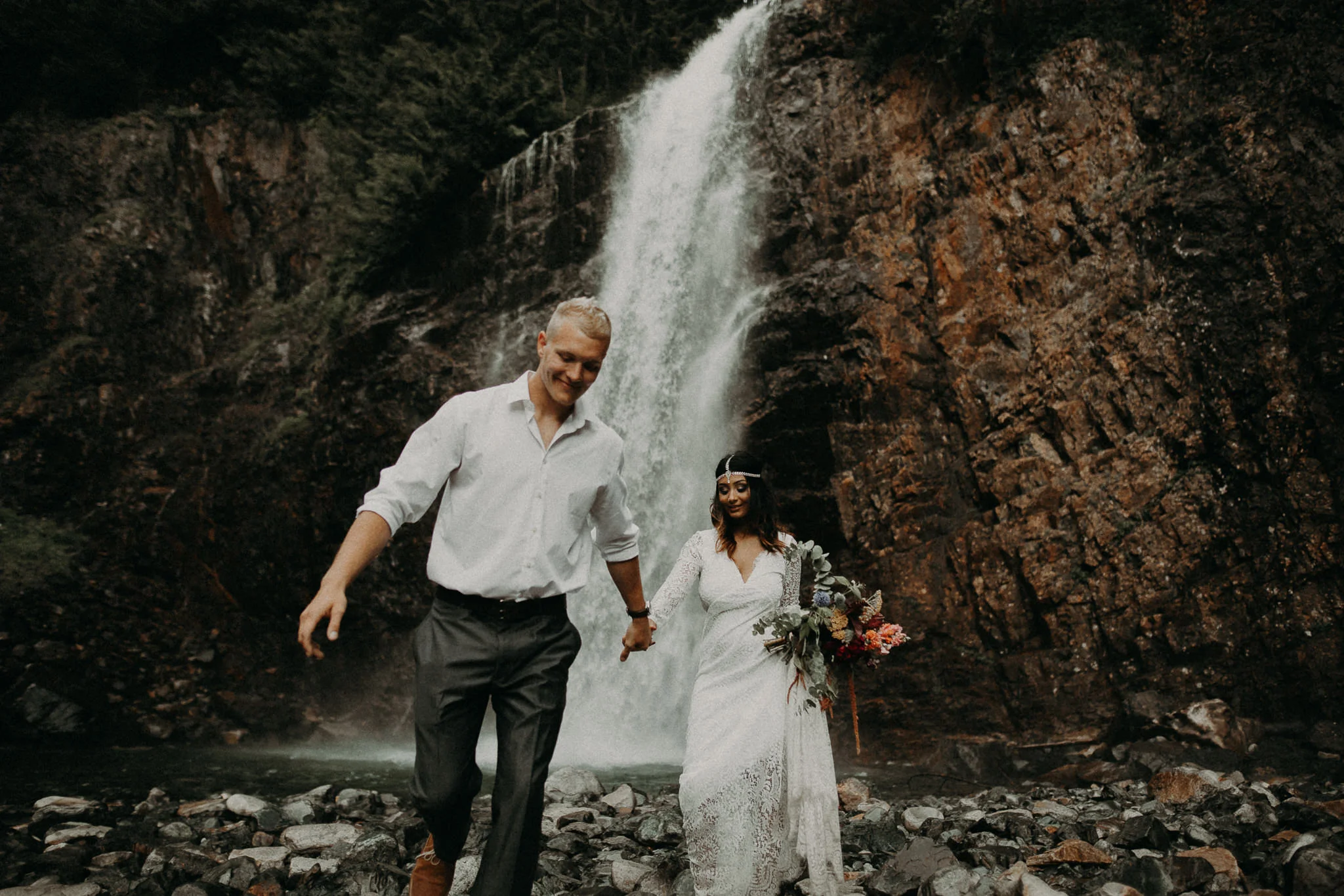 Kamra Fuller Photography - Seattle Wedding Photographer - Seattle Elopement Photographer - Port Angeles Wedding Photographer - Boho - Bohemian - Waterfall Elopement - PNW Wedding Photographer