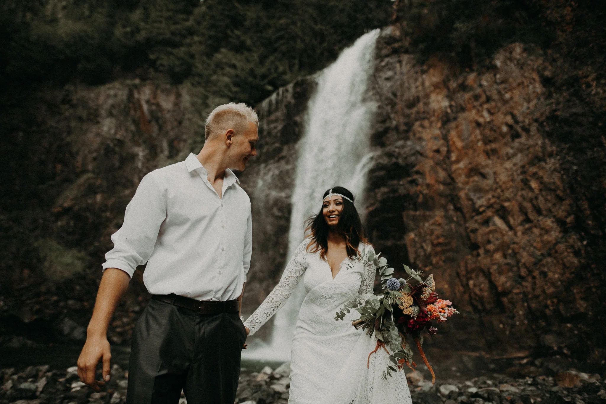 Kamra Fuller Photography - Seattle Wedding Photographer - Seattle Elopement Photographer - Port Angeles Wedding Photographer - Boho - Bohemian - Waterfall Elopement - PNW Wedding Photographer