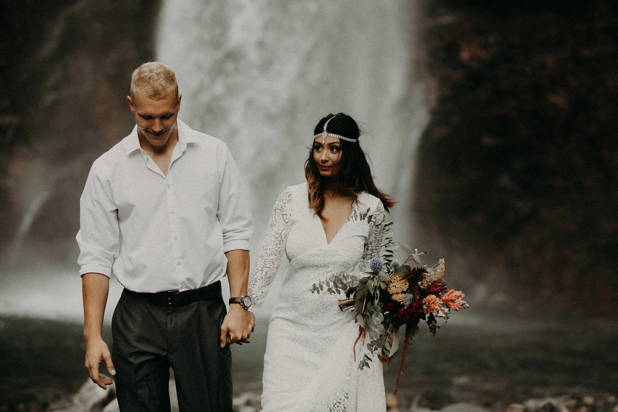 Kamra Fuller Photography - Seattle Wedding Photographer - Seattle Elopement Photographer - Port Angeles Wedding Photographer - Boho - Bohemian - Waterfall Elopement - PNW Wedding Photographer