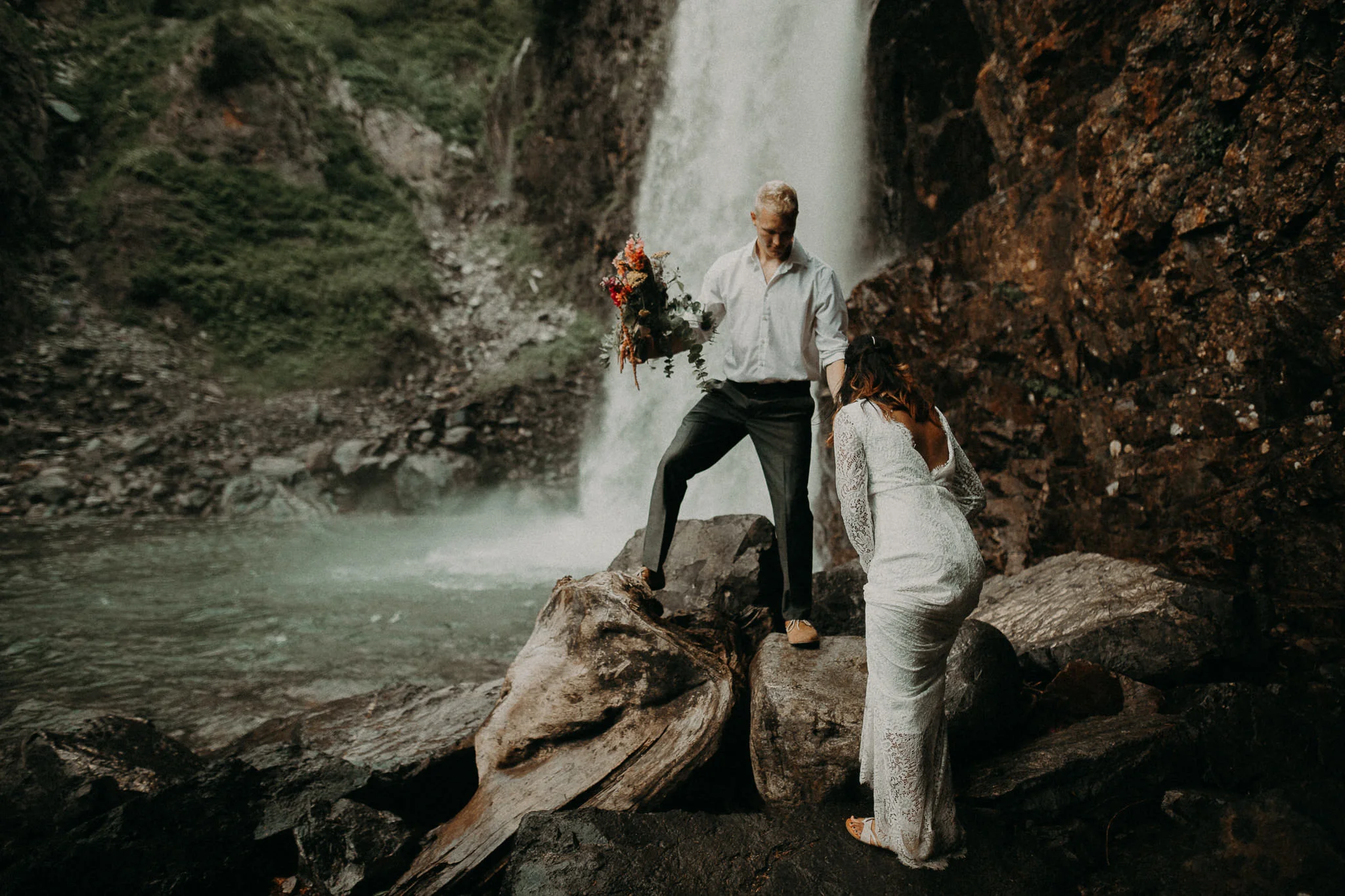 Kamra Fuller Photography - Seattle Wedding Photographer - Seattle Elopement Photographer - Port Angeles Wedding Photographer - Boho - Bohemian - Waterfall Elopement - PNW Wedding Photographer
