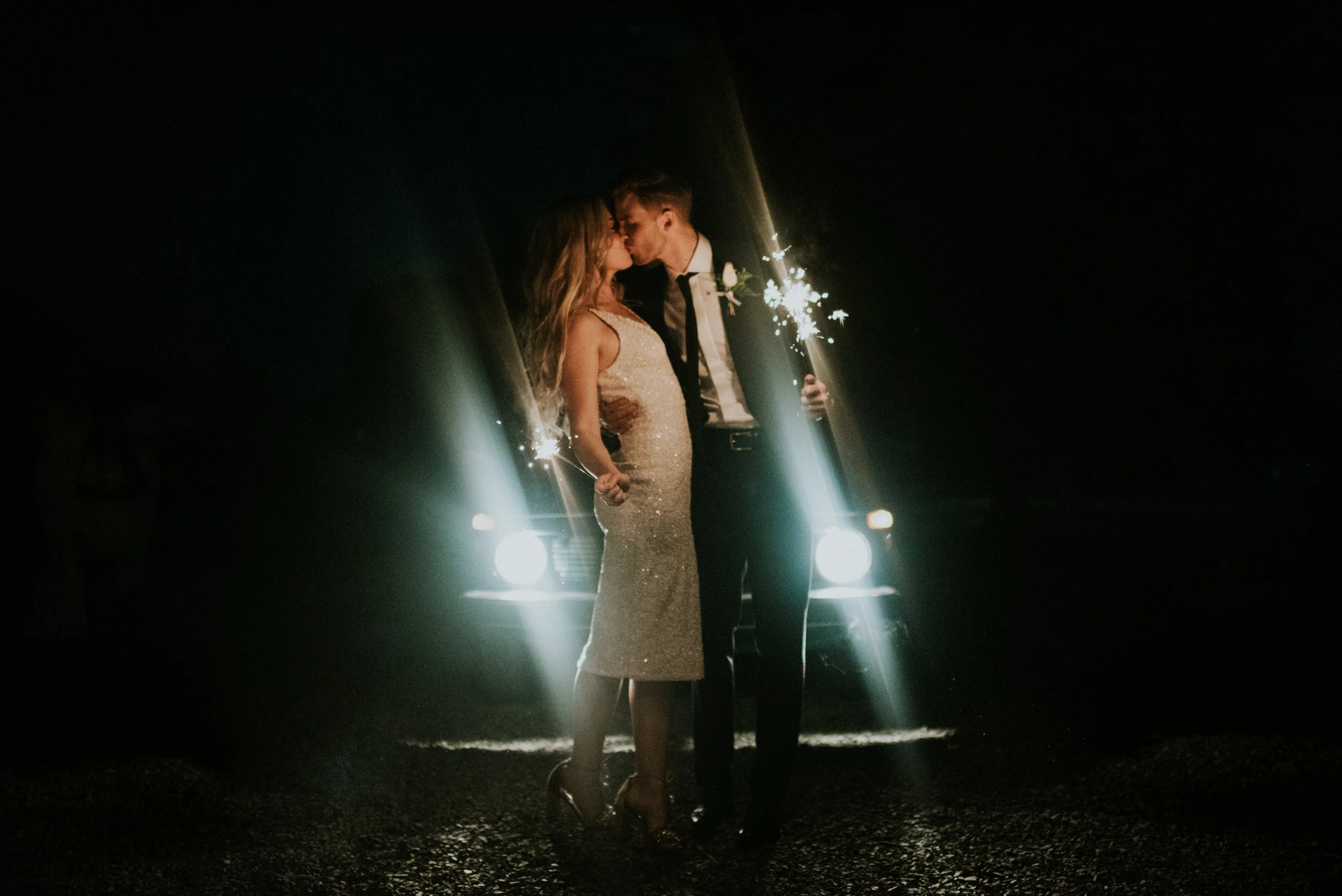 Sparkler Exit at Craven Farm by Snohomish Wedding Photographer Kamra Fuller Photography Seattle Wedding Photographer