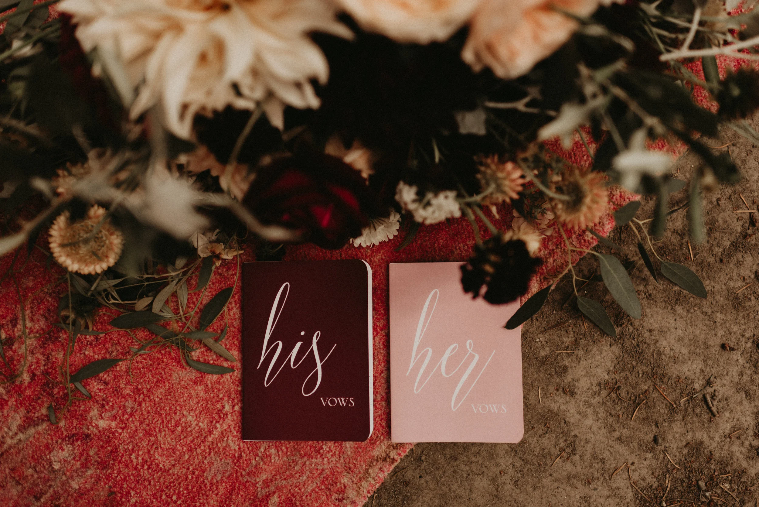 Vow Book and Bouquet Detail Shot by Kitsap Memorial State Park Wedding and Elopement Photographer Kamra Fuller Photography - Seattle Wedding Photographer