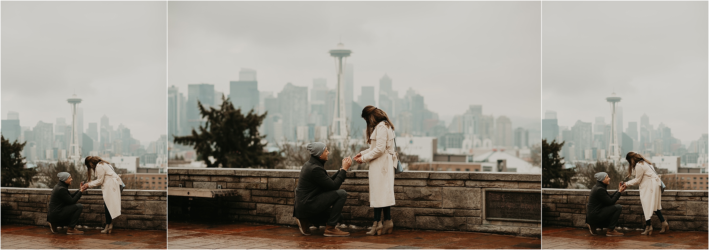 Seattle Proposal at Kerry Park by Seattle Wedding Photographer Kamra Fuller Photography
