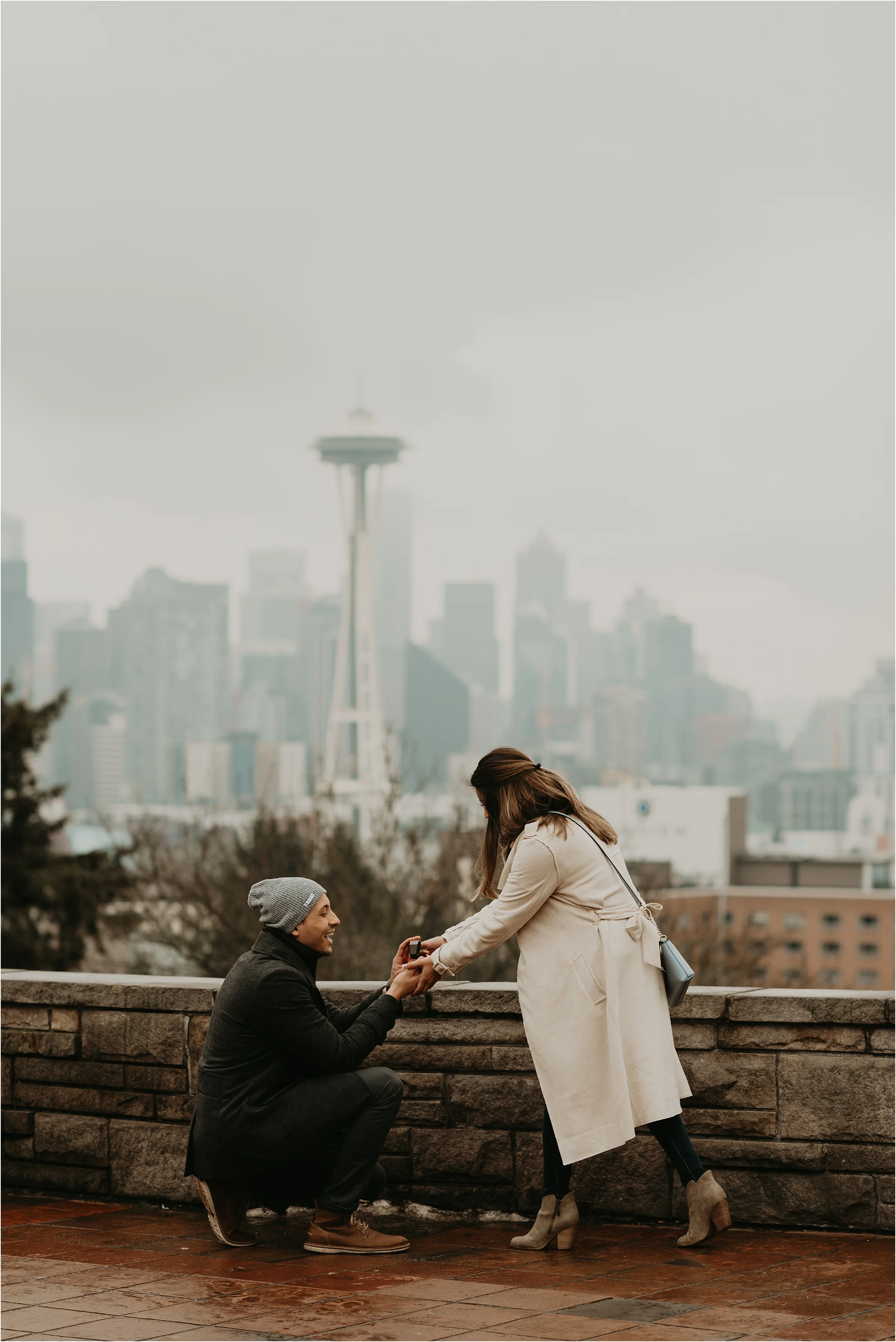 Seattle Proposal at Kerry Park by Seattle Wedding Photographer Kamra Fuller Photography