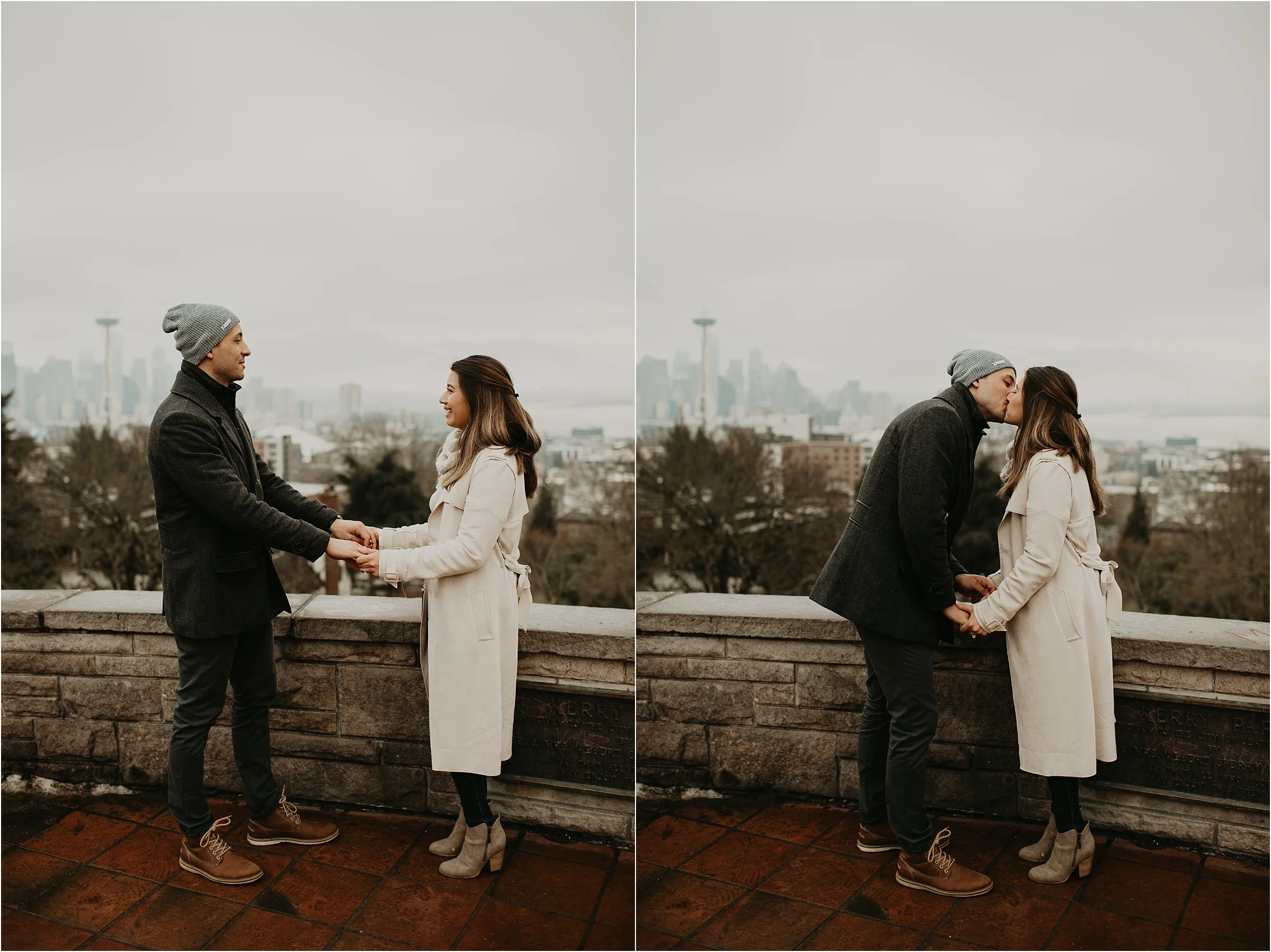 Seattle Proposal at Kerry Park by Seattle Wedding Photographer Kamra Fuller Photography