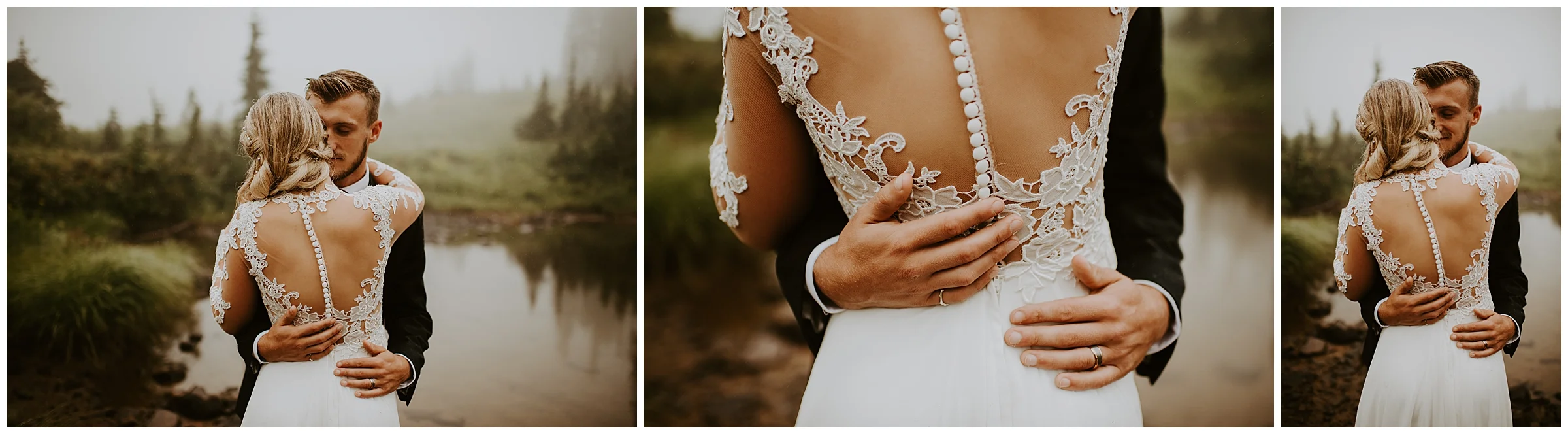 Cameo + Dawson's Foggy Mt. Rainier Wedding Portrait Session at Tipsoo Lake, WA by Seattle Elopement Photographer, Kamra Fuller Photography