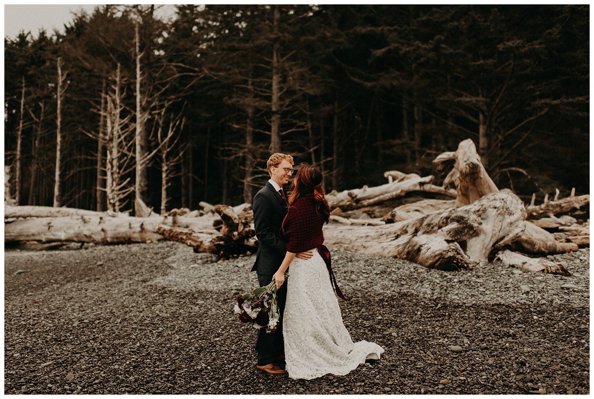 Amanda + David Wedding Portraits - Rialto Beach, Olympic National Park, Washington - Kamra Fuller Photography