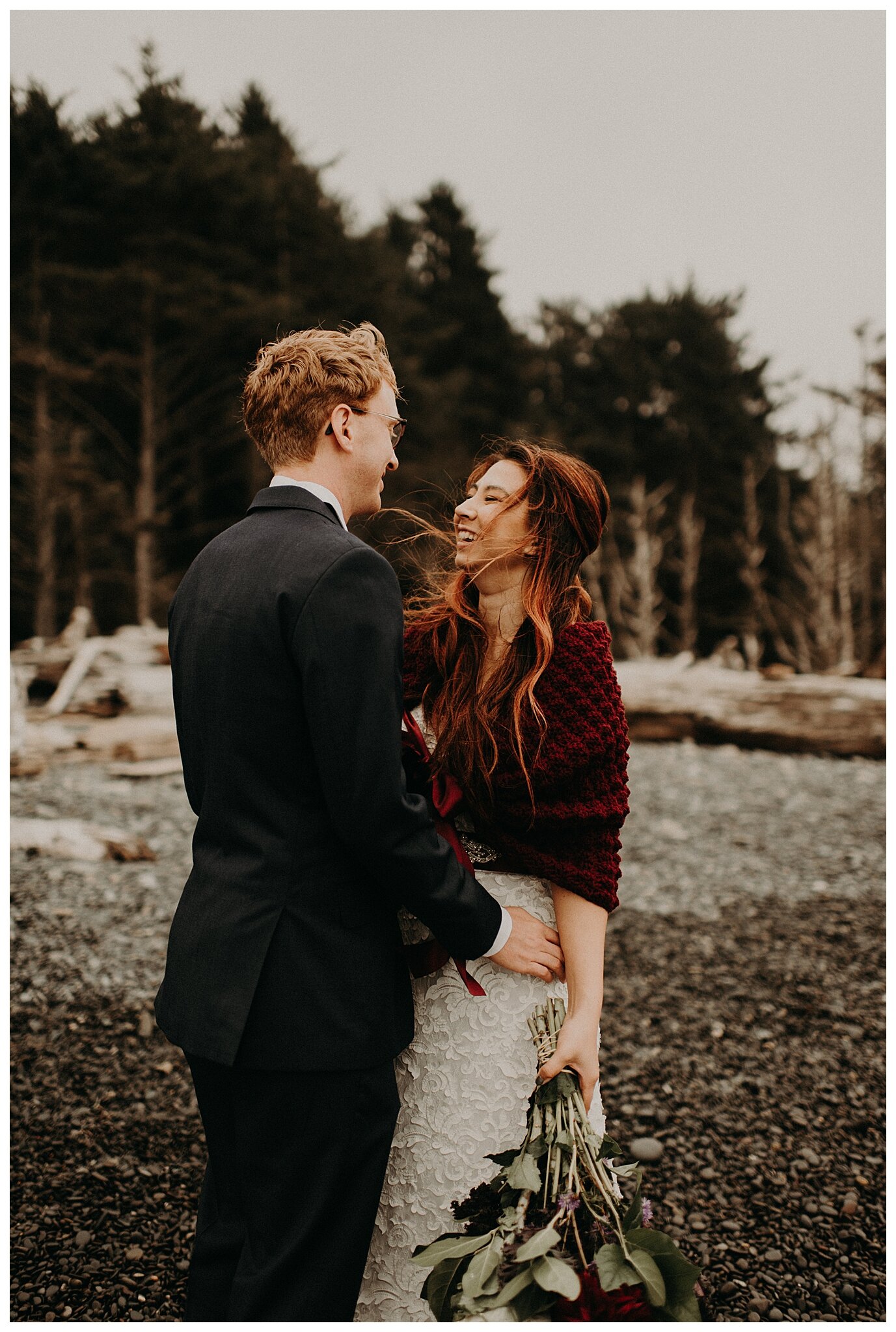 Amanda + David Wedding Portraits - Rialto Beach, Olympic National Park, Washington - Kamra Fuller Photography