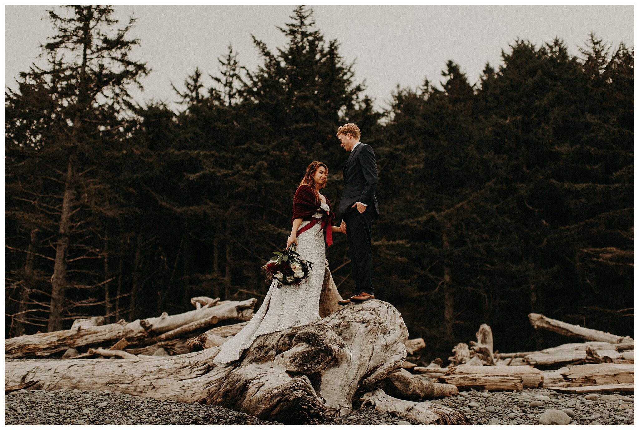 Amanda + David Wedding Portraits - Rialto Beach, Olympic National Park, Washington - Kamra Fuller Photography