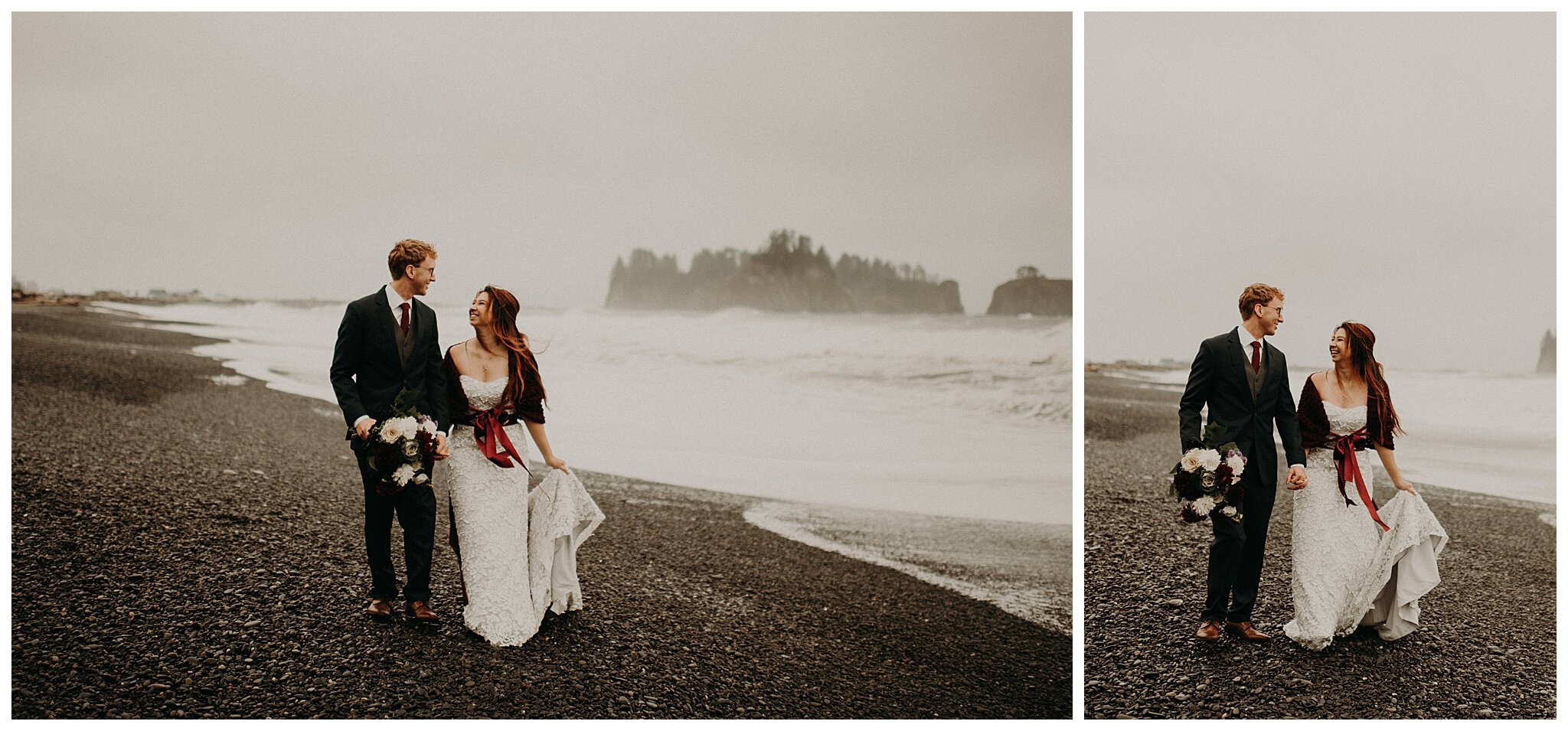 Amanda + David Wedding Portraits - Rialto Beach, Olympic National Park, Washington - Kamra Fuller Photography