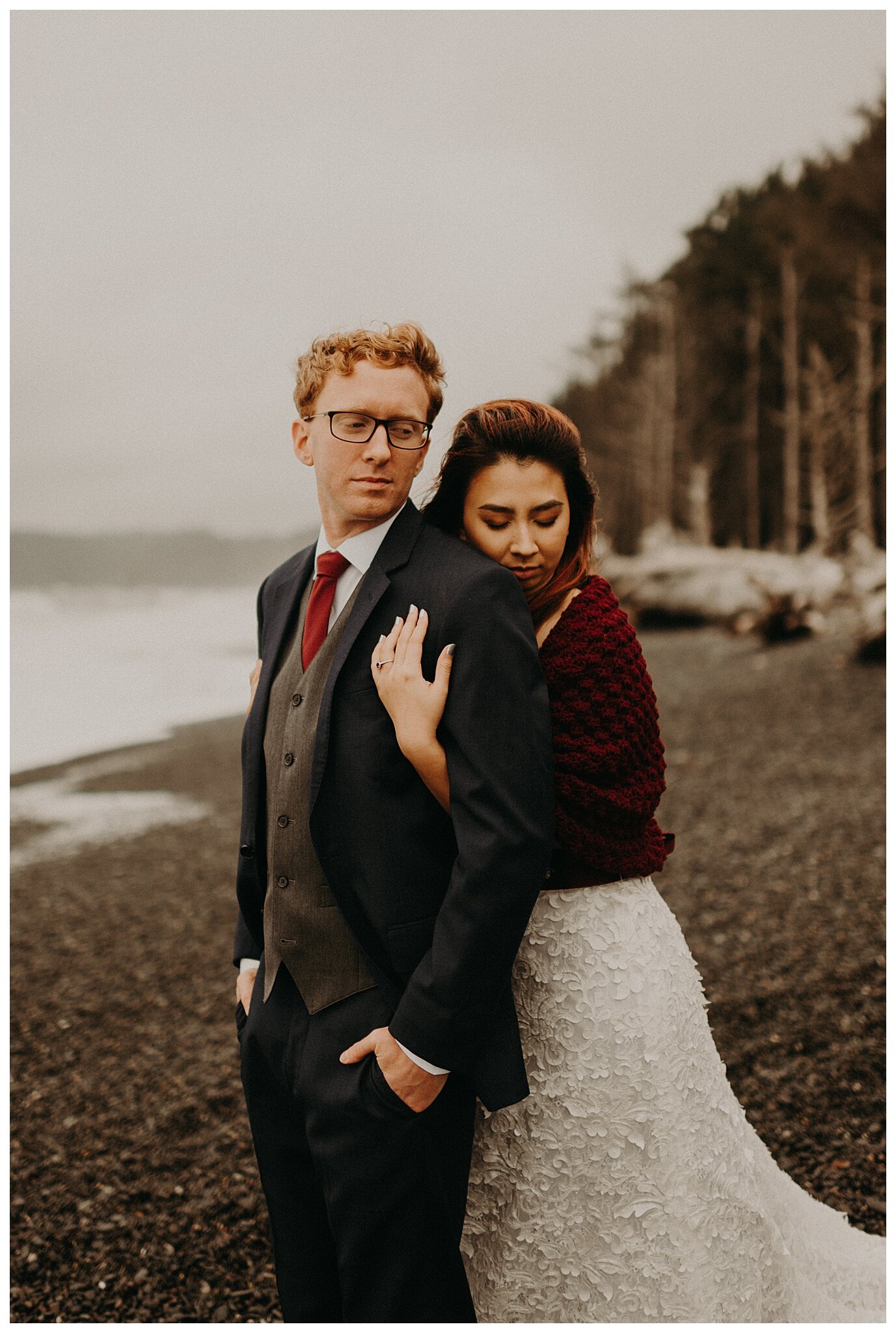 Amanda + David Wedding Portraits - Rialto Beach, Olympic National Park, Washington - Kamra Fuller Photography