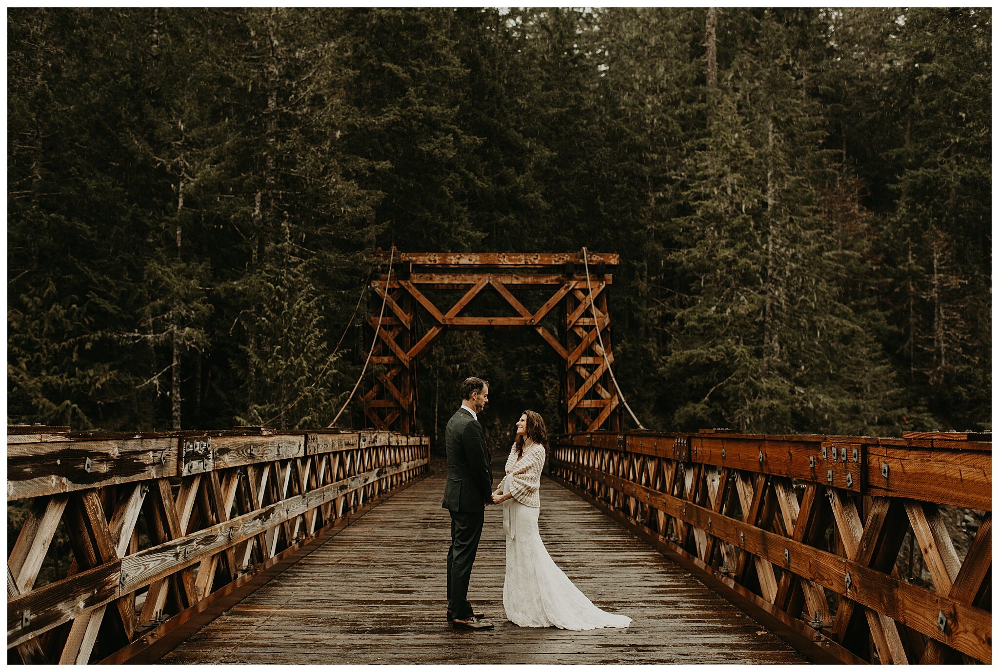 Alexandra + Alan's Mt. Rainier Elopement at Copper Creek Inn and Longmire Bridge by Seattle Wedding Photographer, Kamra Fuller Photography