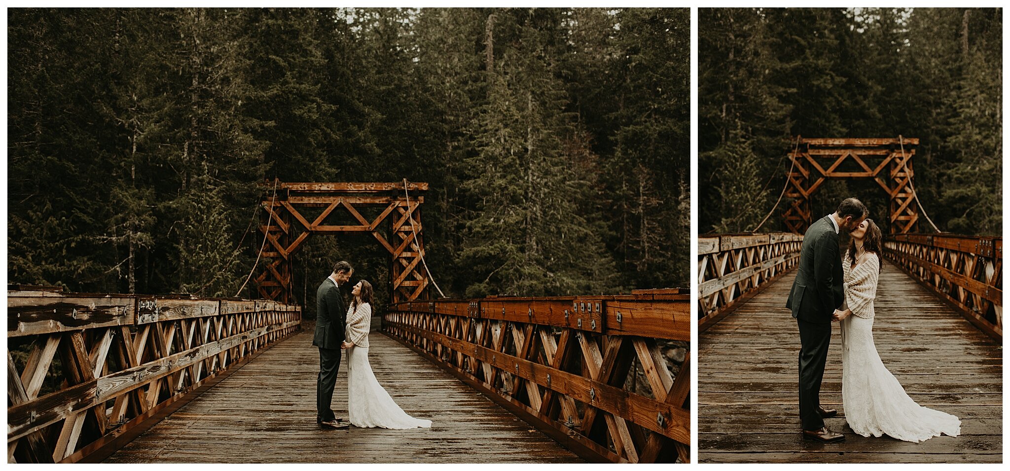 Alexandra + Alan's Mt. Rainier Elopement at Copper Creek Inn and Longmire Bridge by Seattle Wedding Photographer, Kamra Fuller Photography