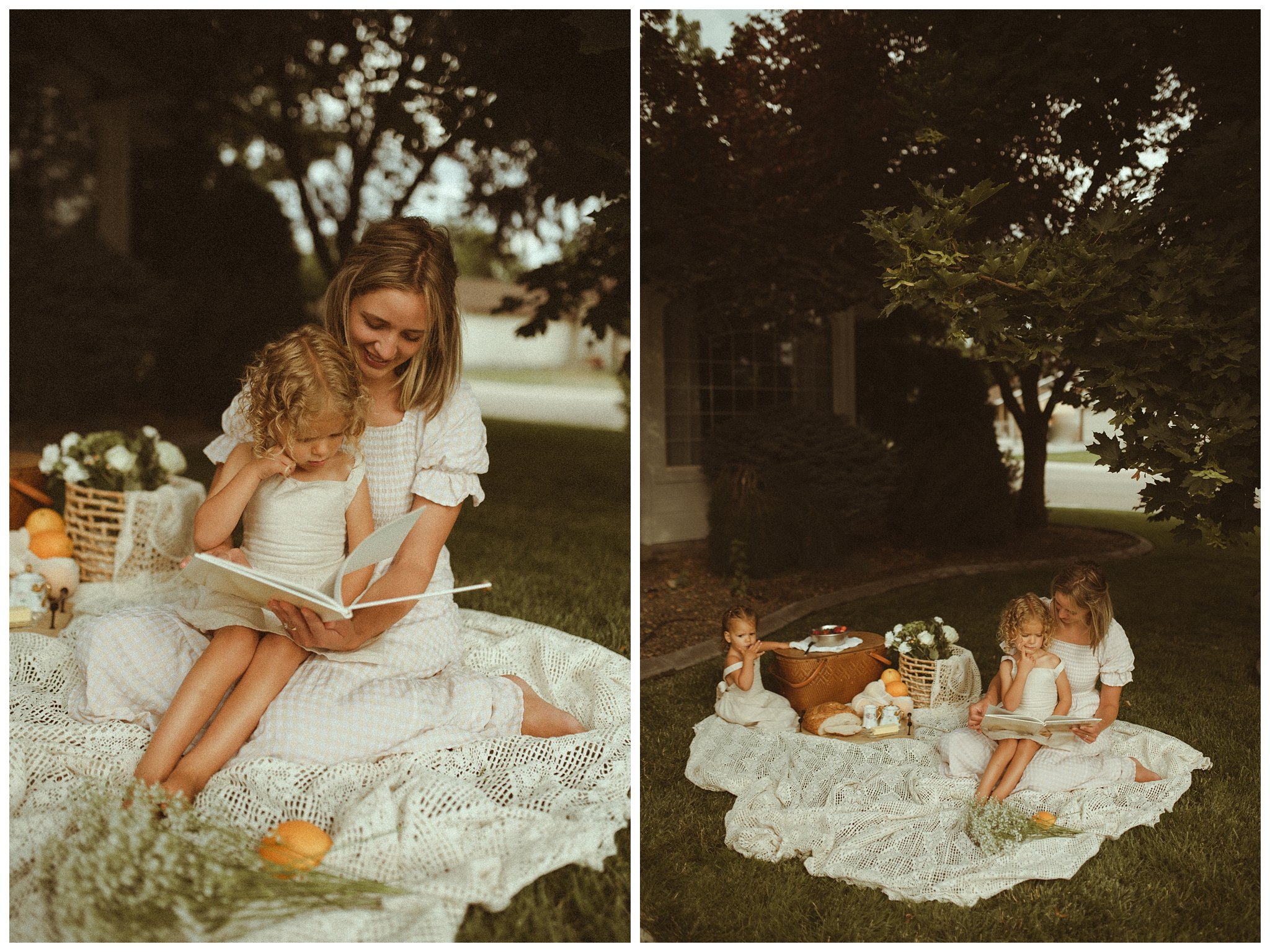 Backyard CottageCore Picnic Motherhood Session in Boise, ID