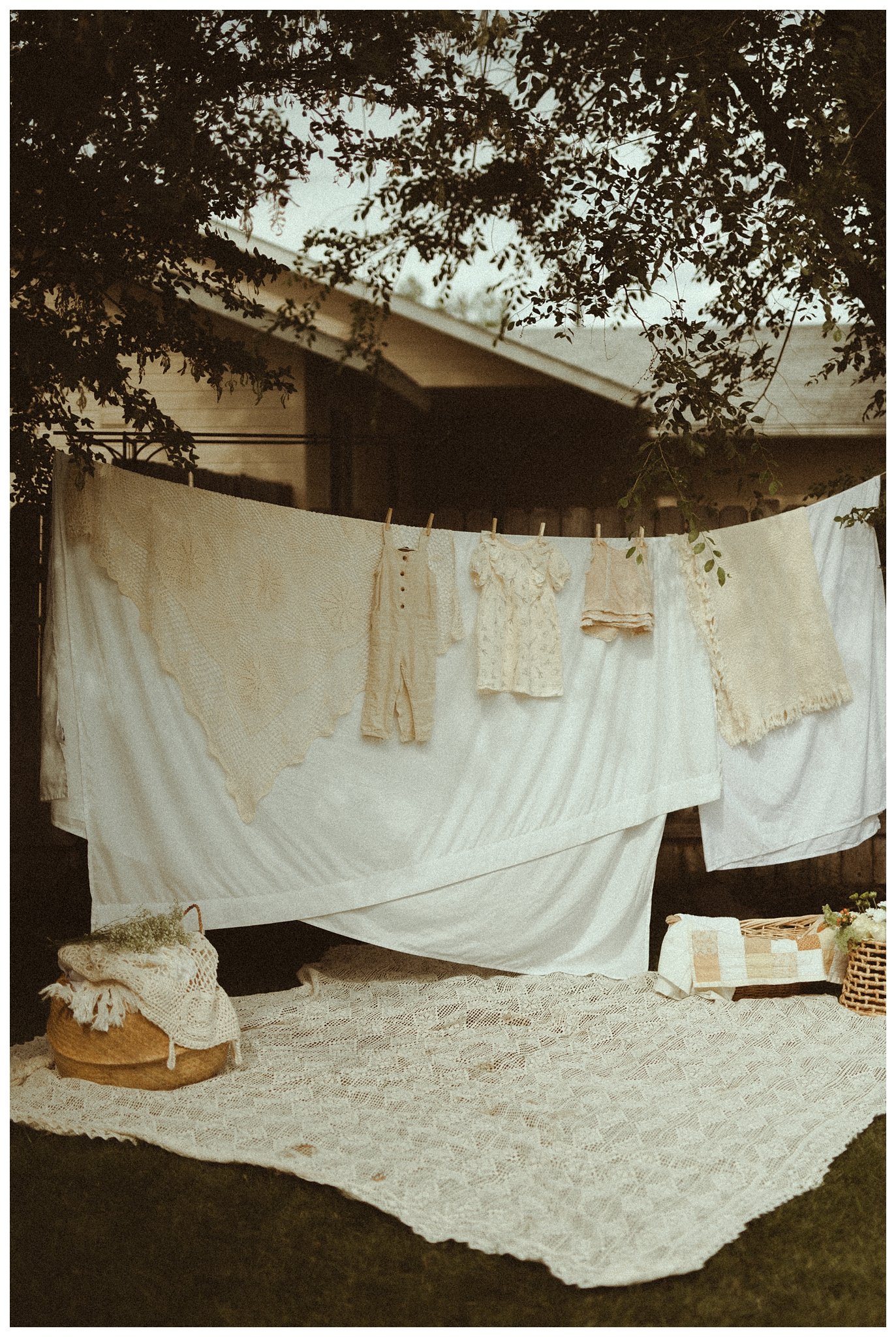 Backyard CottageCore Picnic Motherhood Session in Boise, ID