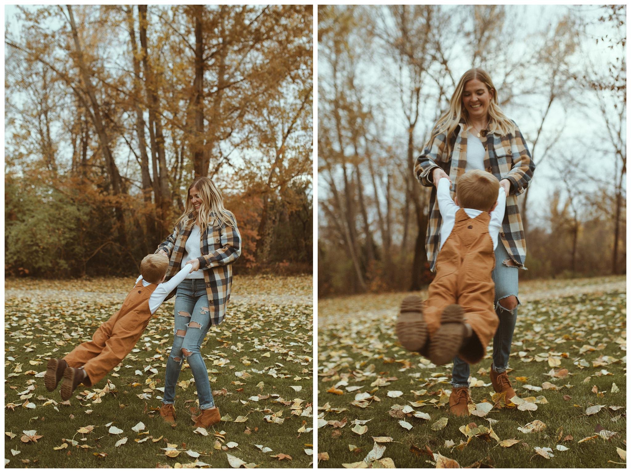 Black Family Fall Family Session and Pregnancy Announcement in Boise, ID at Idaho Fallen Firefighters Memorial Park