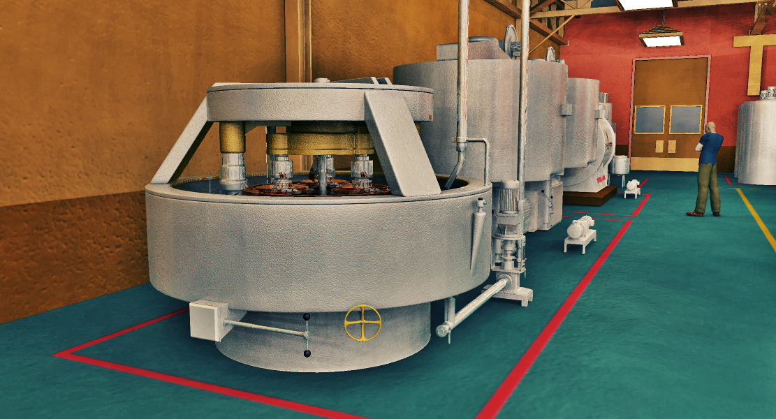 Detailed rendering of chocolate making conches