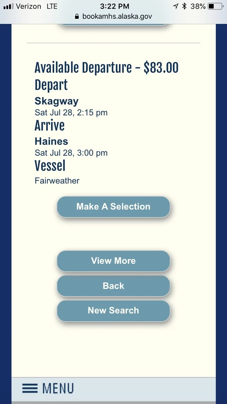  Ferry ticket from Skagway to Haines 