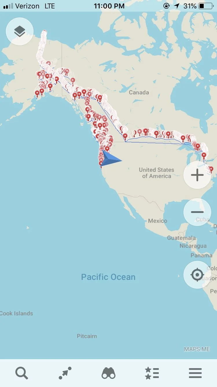  Route track so far this trip  Heading back east 