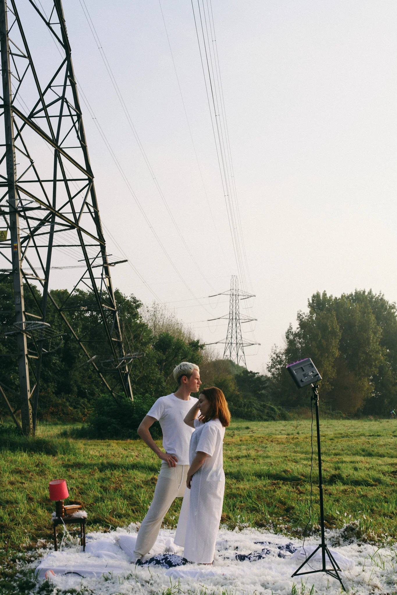 Nick and Poppy on set for the This Beautiful Future trailer shoot.