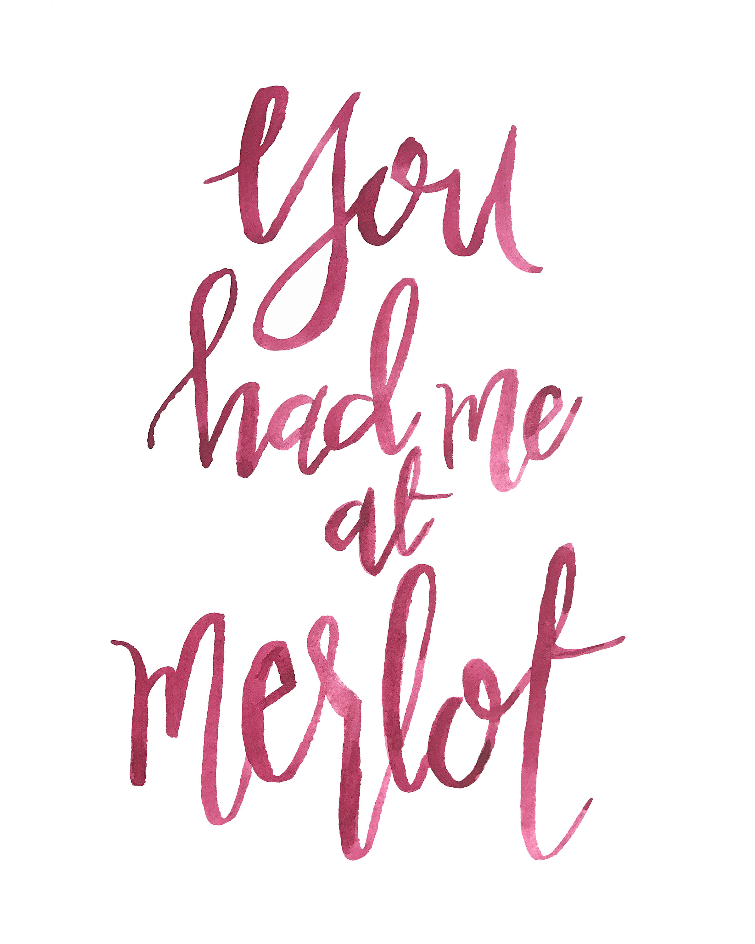 watercolour hand lettering - Merlot