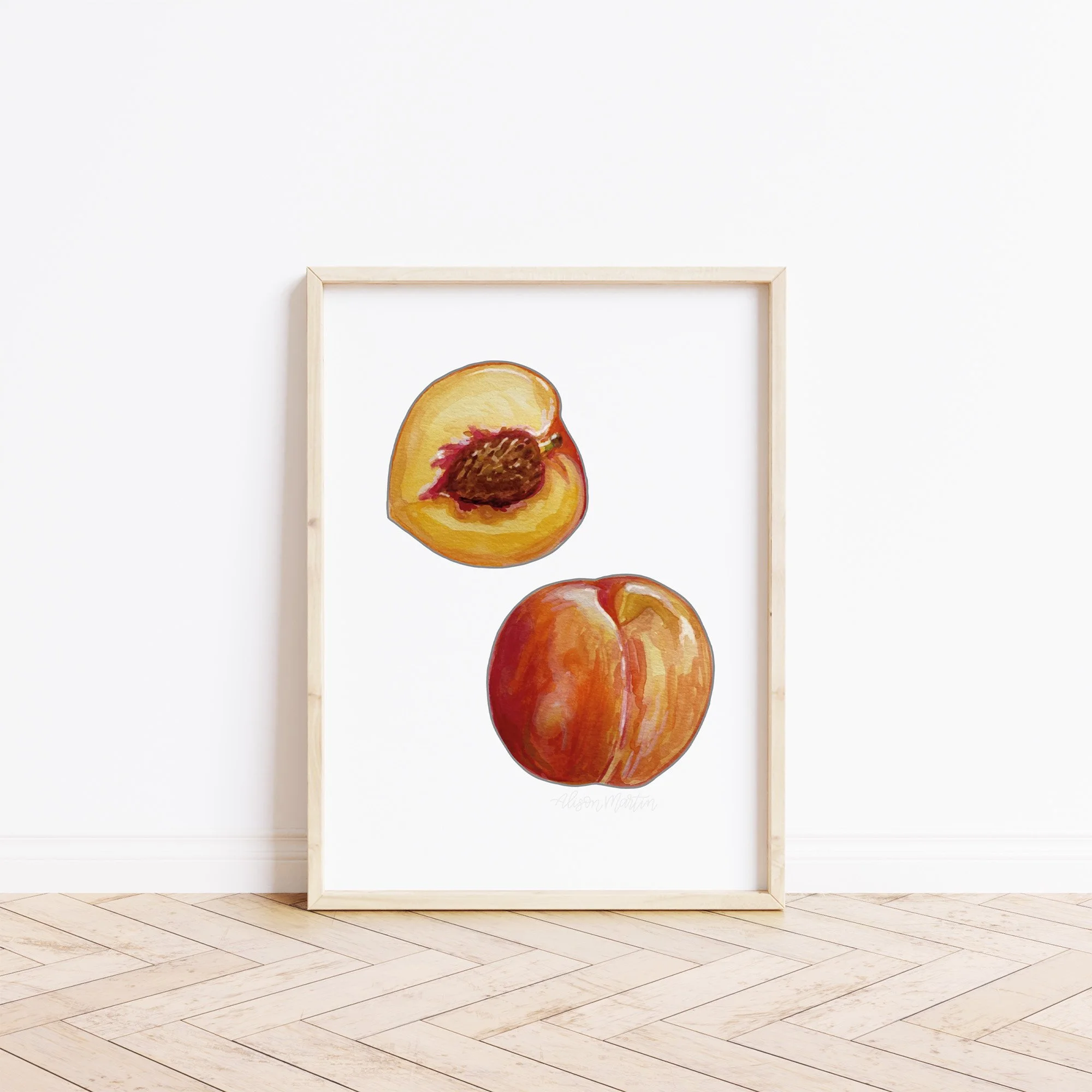 Peaches Watercolour Art Print 9 x 12
