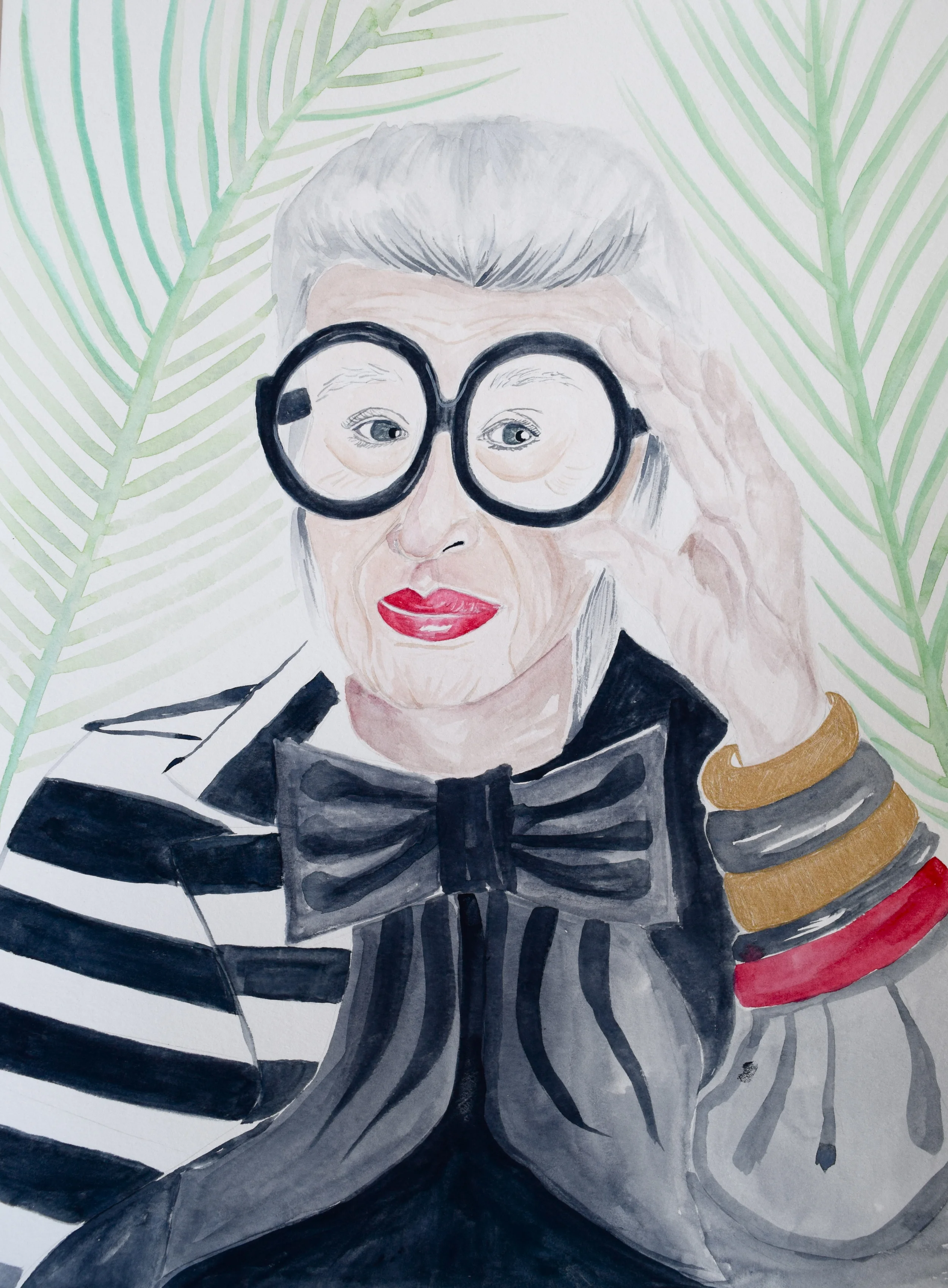Iris Apfel, watercolor - 2015