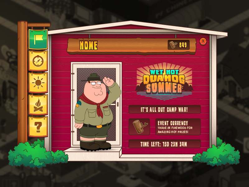 Background art, buttons & logo design for Family Guy + Wet hot american summer's Event