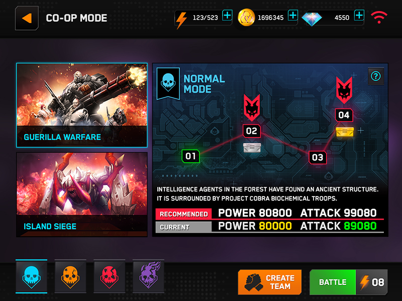 UI design for RIVAL FIRE mobile game