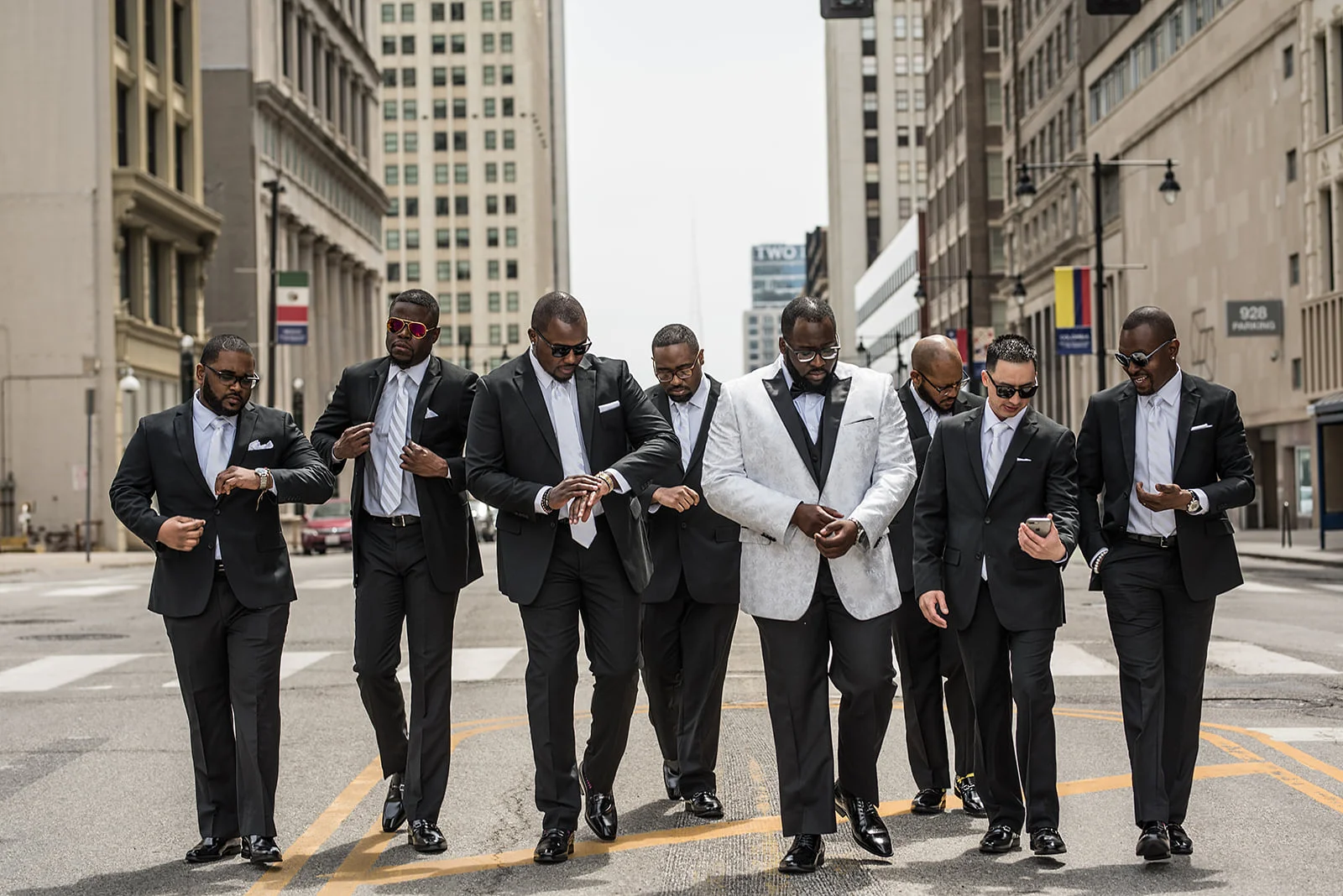 Groom & Groomsmen in Downtown Kansas City