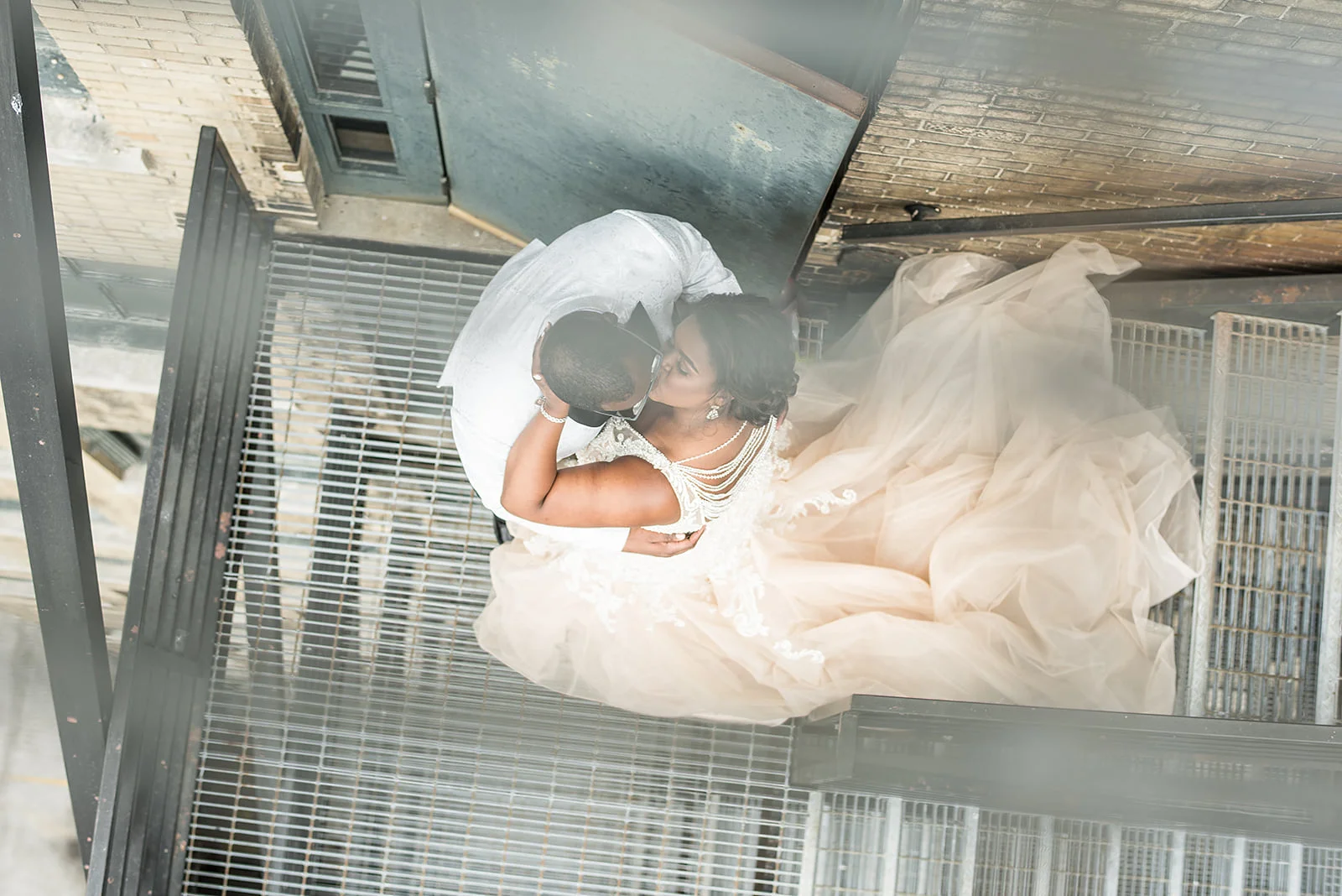 Bride & Groom In Staircase