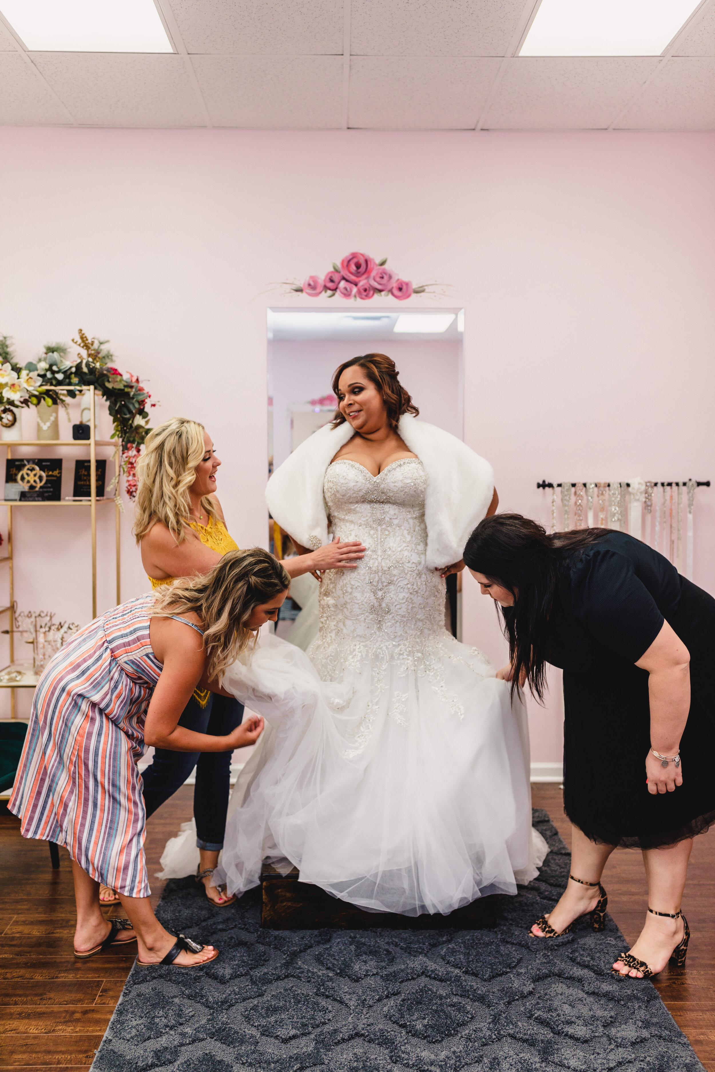 Bride Trying on Dresses - Kelsey Diane Photography