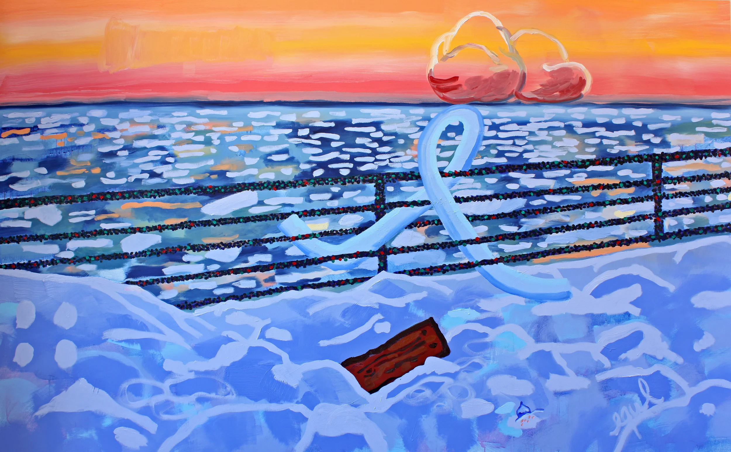 Icy Hudson, 2016. Oil and acrylic on canvas, 72 x 116 inches. o