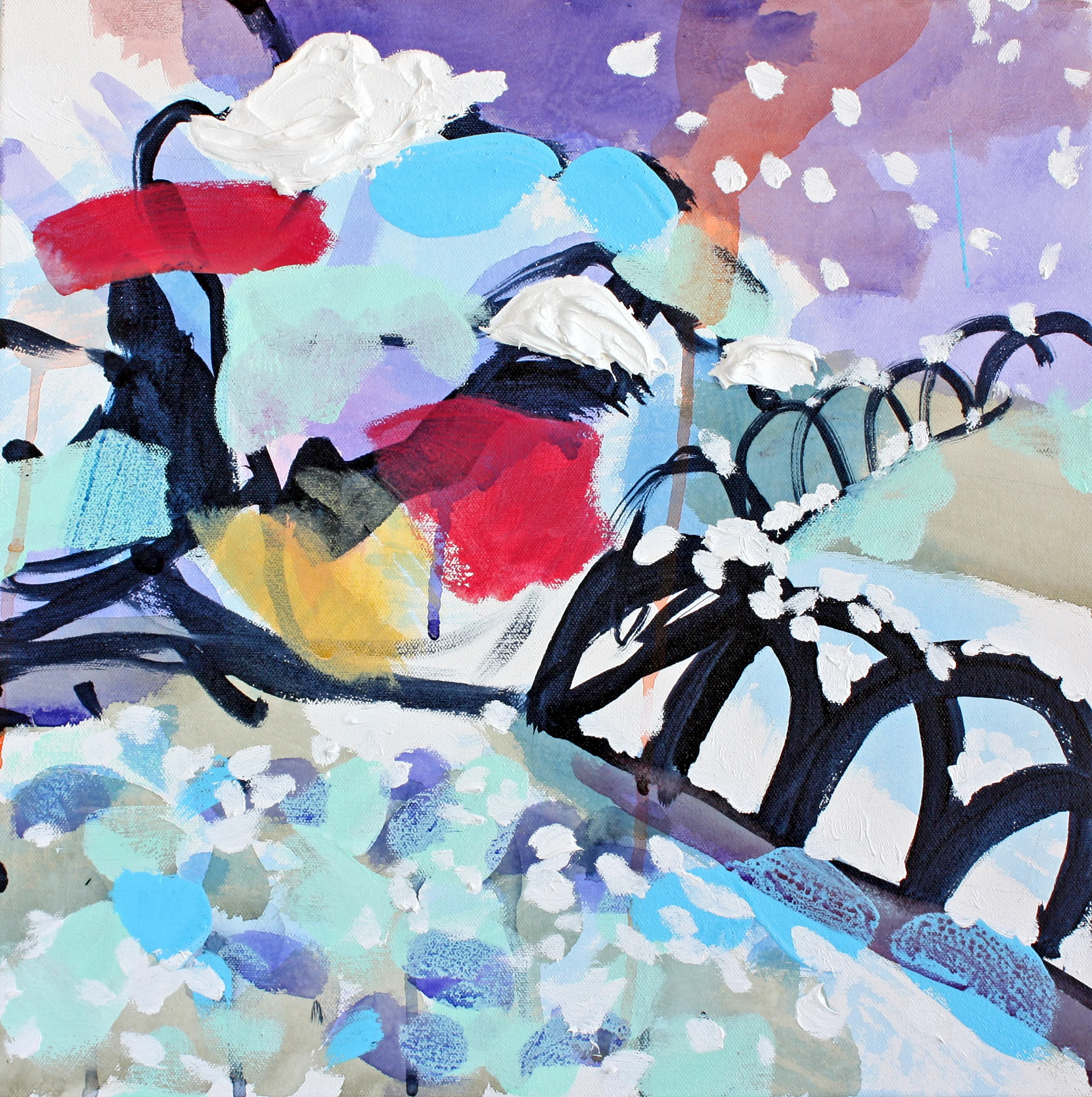 Little Abstract Snowy, 2016. Oil and acrylic on canvas, 16 x 16 inches