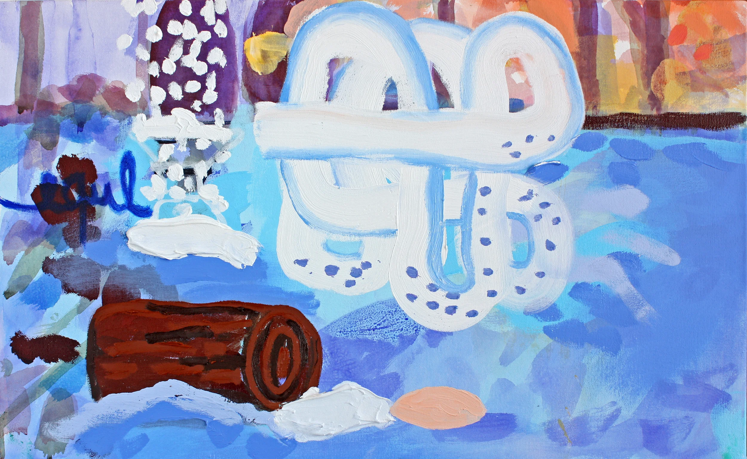 Log, White Stuff, Lupe, 2016. Oil and acrylic on canvas, 16 x 26 inches. o