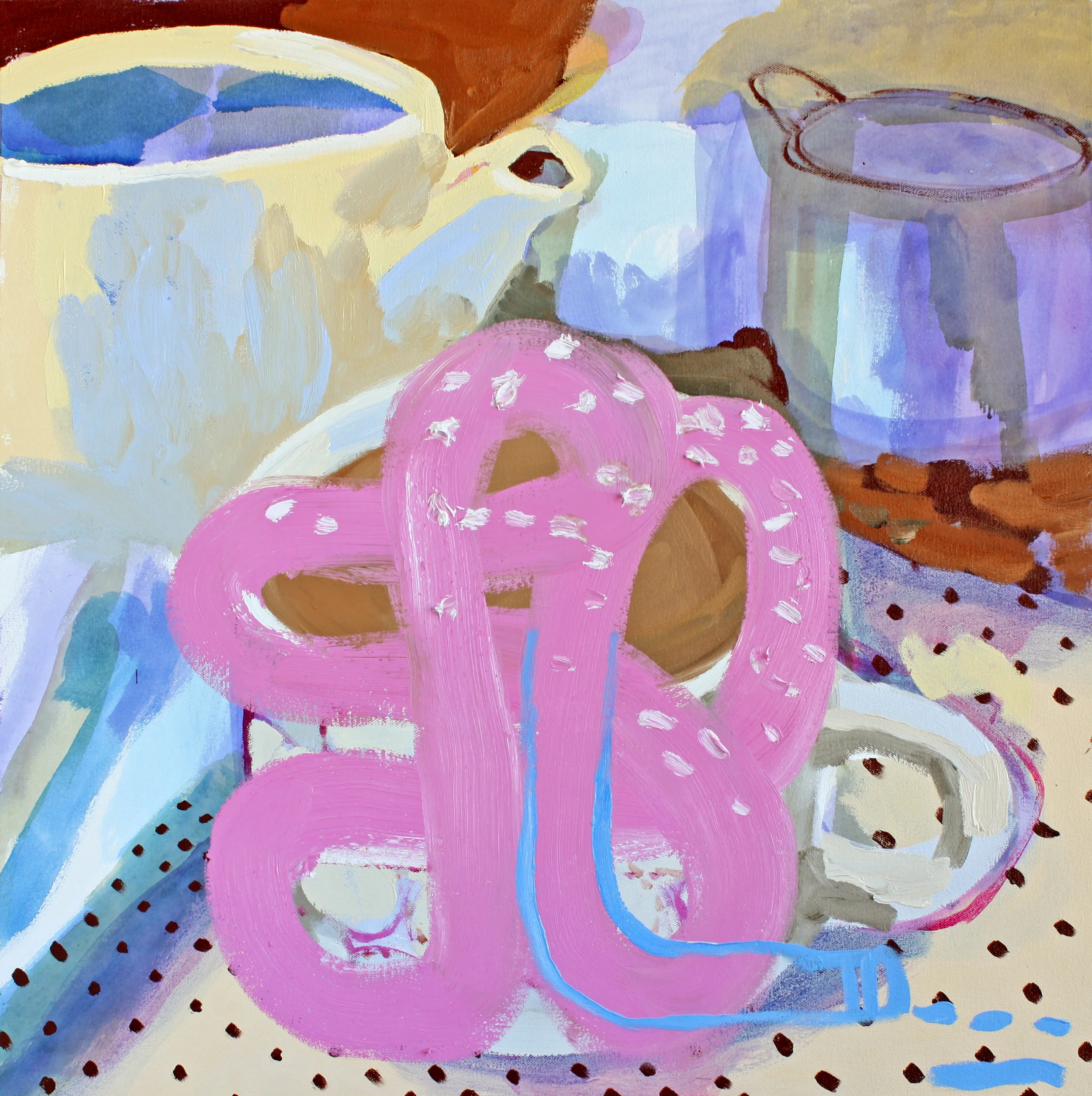 Tea with Pink, 2016. Oil and acrylic on canvas, 24 x 24 inches. o